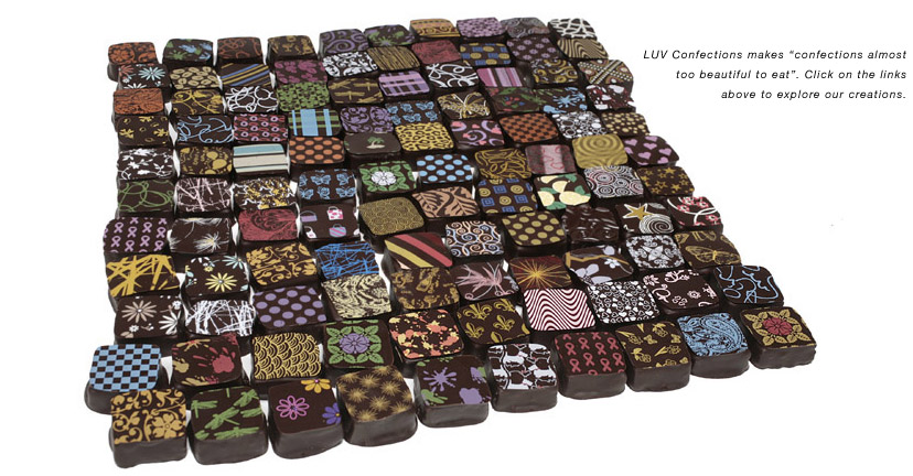 chocolate by logo for LUV Confections